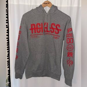Amnesia RCKLSS Young & Reckless gray hoodie size men’s S small oversized fit